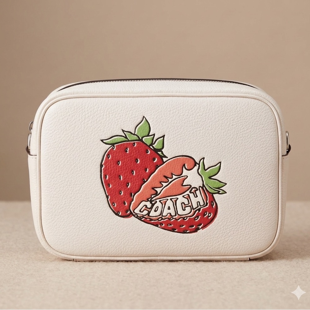 NWT Coach Jaime Camera Bag Strawberry Graphic Pebbled Leather - Picture 6 of 8